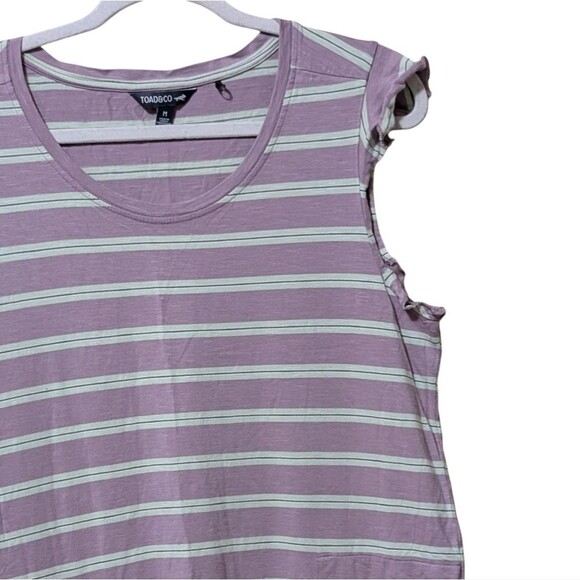 Toad & Co Dress Rufflita Size Medium Striped Sleeveless Granola Hiking Camping - Picture 10 of 11